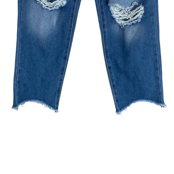Indigo Rein High Rise Jeans Womens 28 Distressed Straight Leg Y2K Grunge Denim - Picture 3 of 5